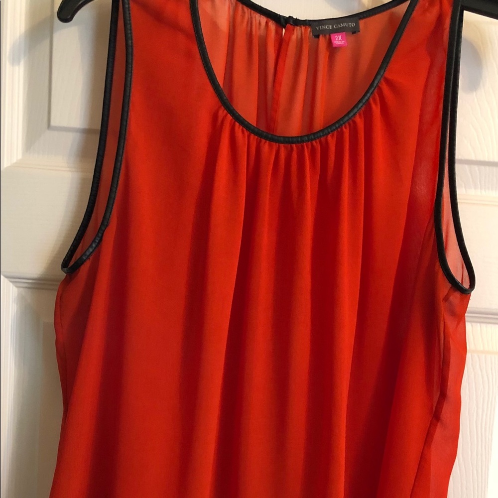 Orange and black sheer dressy tank